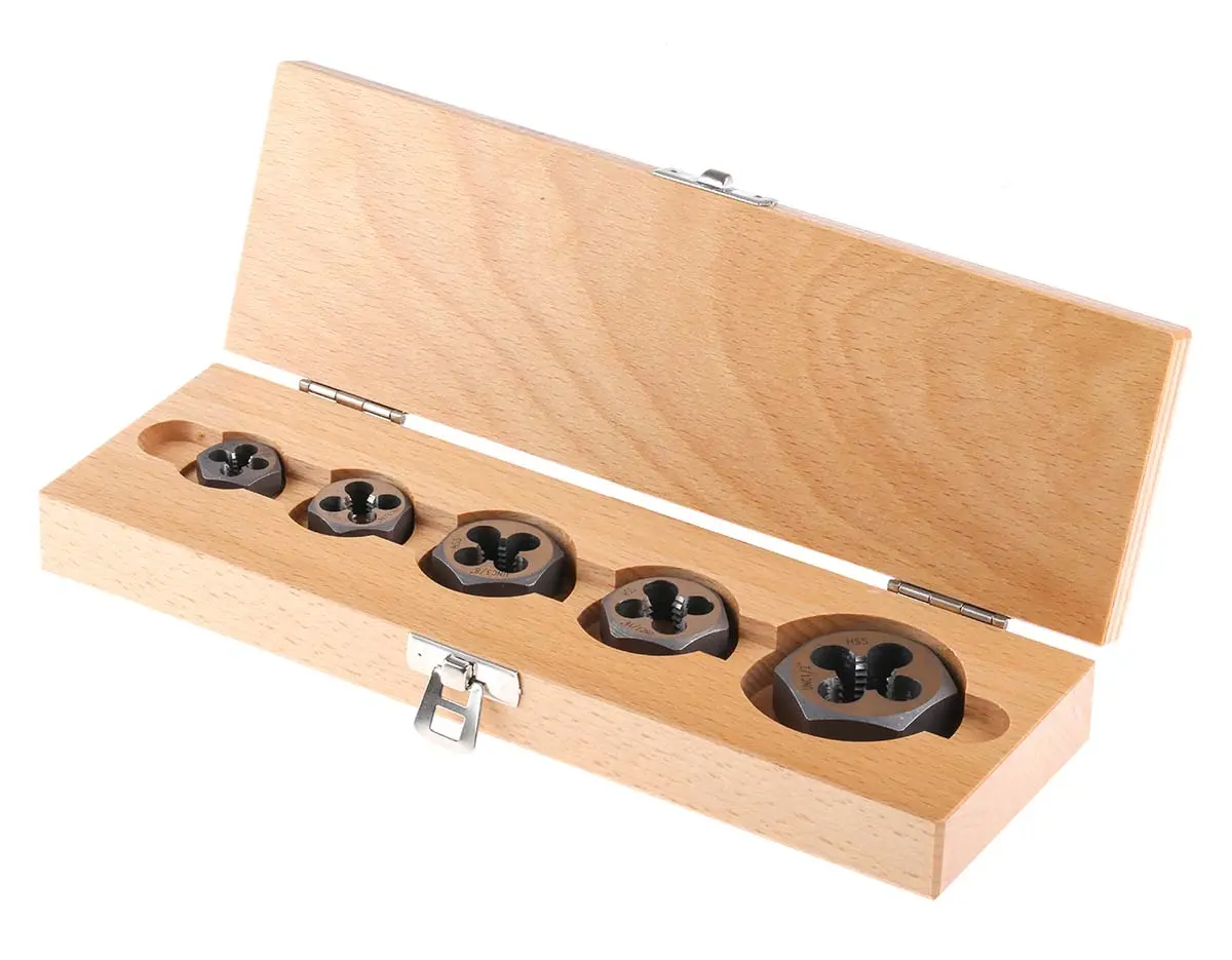 Produktfoto 1 von RS PRO Schneideisen 1/4 To 1/2in UNC Kohlenstoffstahl 5-Stk