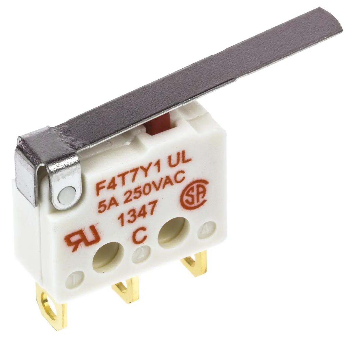 Produktfoto 1 von Saia-Burgess Mikroschalter Scharnierhebel-Betätiger Lot, 1-poliger Umschalter, 250 V ac, 5A IP40 0.6N -40 °C - 85 °C