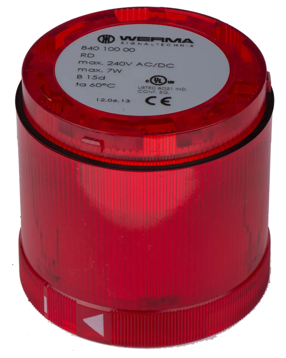 Produktfoto 1 von Werma KombiSIGN 70 840 Glühlampe Signalleuchte Dauer-Licht Rot, 12 → 240 V AC/DC, 70mm x 65.5mm