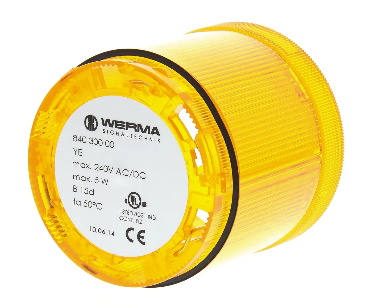 Werma KombiSIGN 70 840 Glühlampe Signalleuchte Dauer-Licht Gelb, 12 → 240 V AC/DC, 70mm x 65.5mm