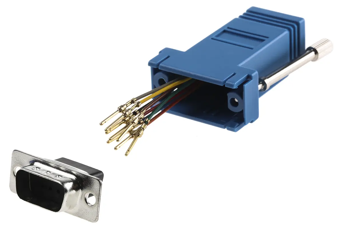 Produktfoto 1 von RS PRO Sub-D Adapter 9-Wege D-Sub Stecker Stecker RJ45 Buchse Buchse