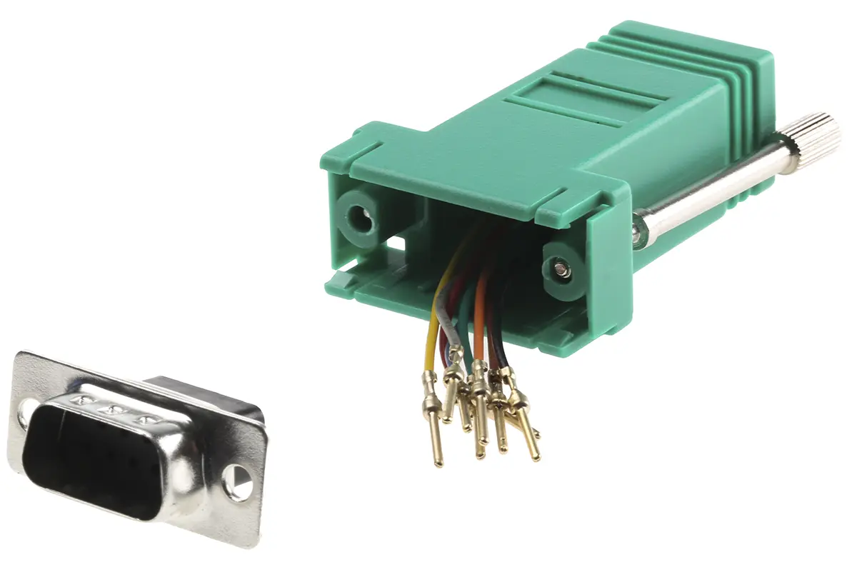 Produktfoto 1 von RS PRO Sub-D Adapter 9-Wege D-Sub Stecker Stecker RJ45 Buchse Buchse