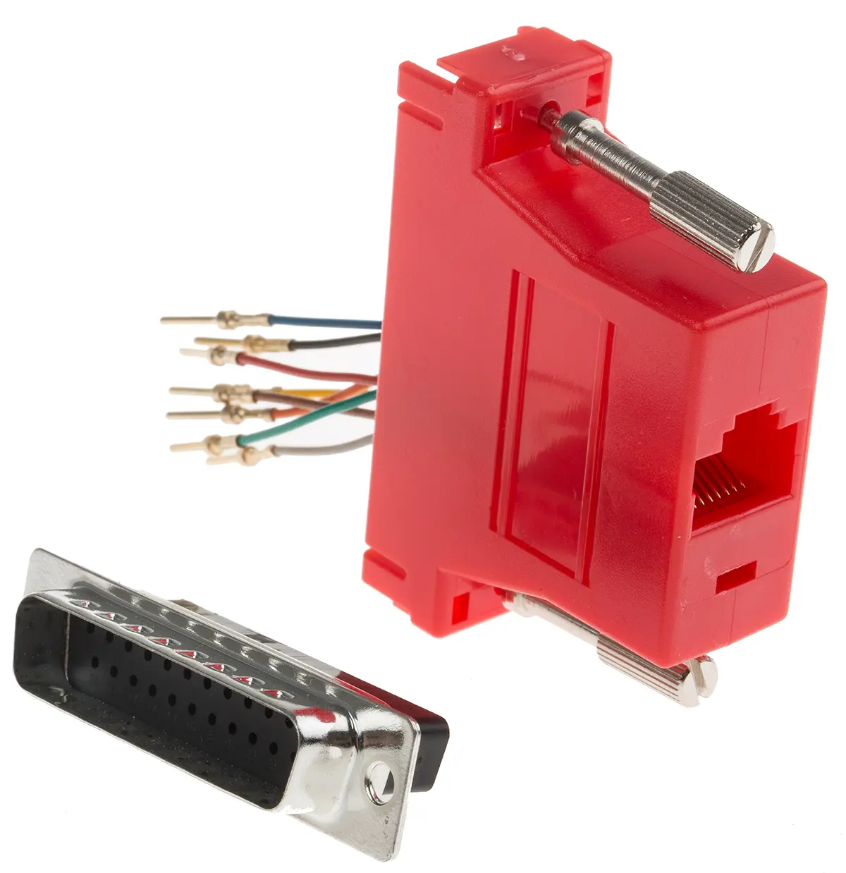 Produktfoto 1 von RS PRO Sub-D Adapter 25-Wege D-Sub Stecker Stecker RJ45 Buchse Buchse