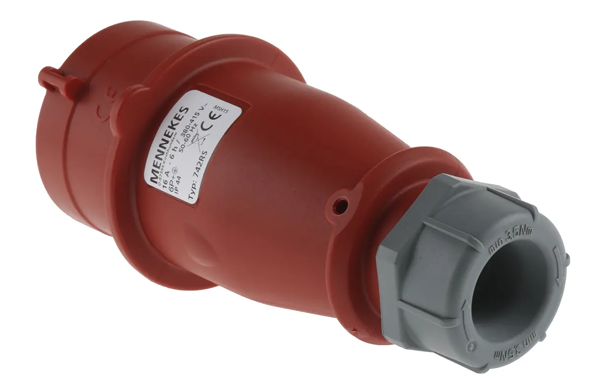 Produktfoto 1 von MENNEKES AM-TOP Leistungssteckverbinder Rot 7P, 400V, Kabel Gerade IP44 16A