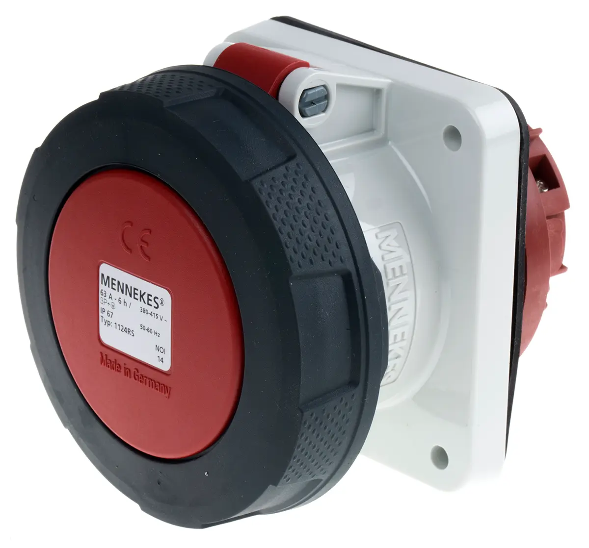 Produktfoto 1 von MENNEKES SoftCONTACT Leistungssteckverbinder Rot, 400V 4P / 63A, Panel IP67