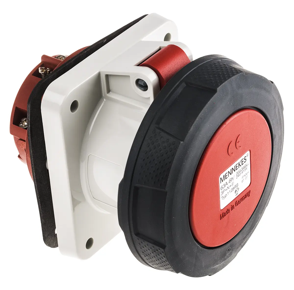 Produktfoto 1 von MENNEKES SoftCONTACT Leistungssteckverbinder Rot, 400V 3P+N+PE / 63A, Panel IP67