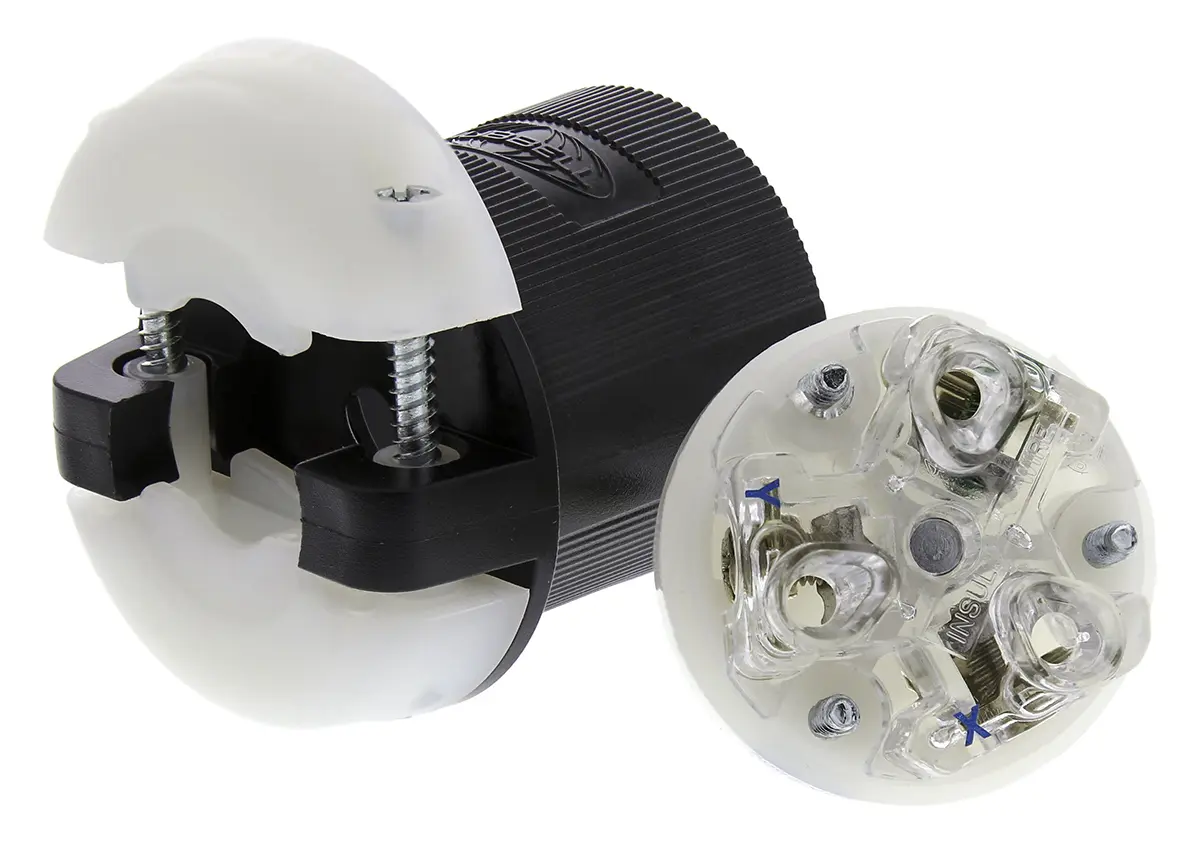 Hubbell Netzstecker Kabel 20A, 2+E, NEMA L6-20P Nylon, 250 V Schwarz Schraubbefestigung, für USA