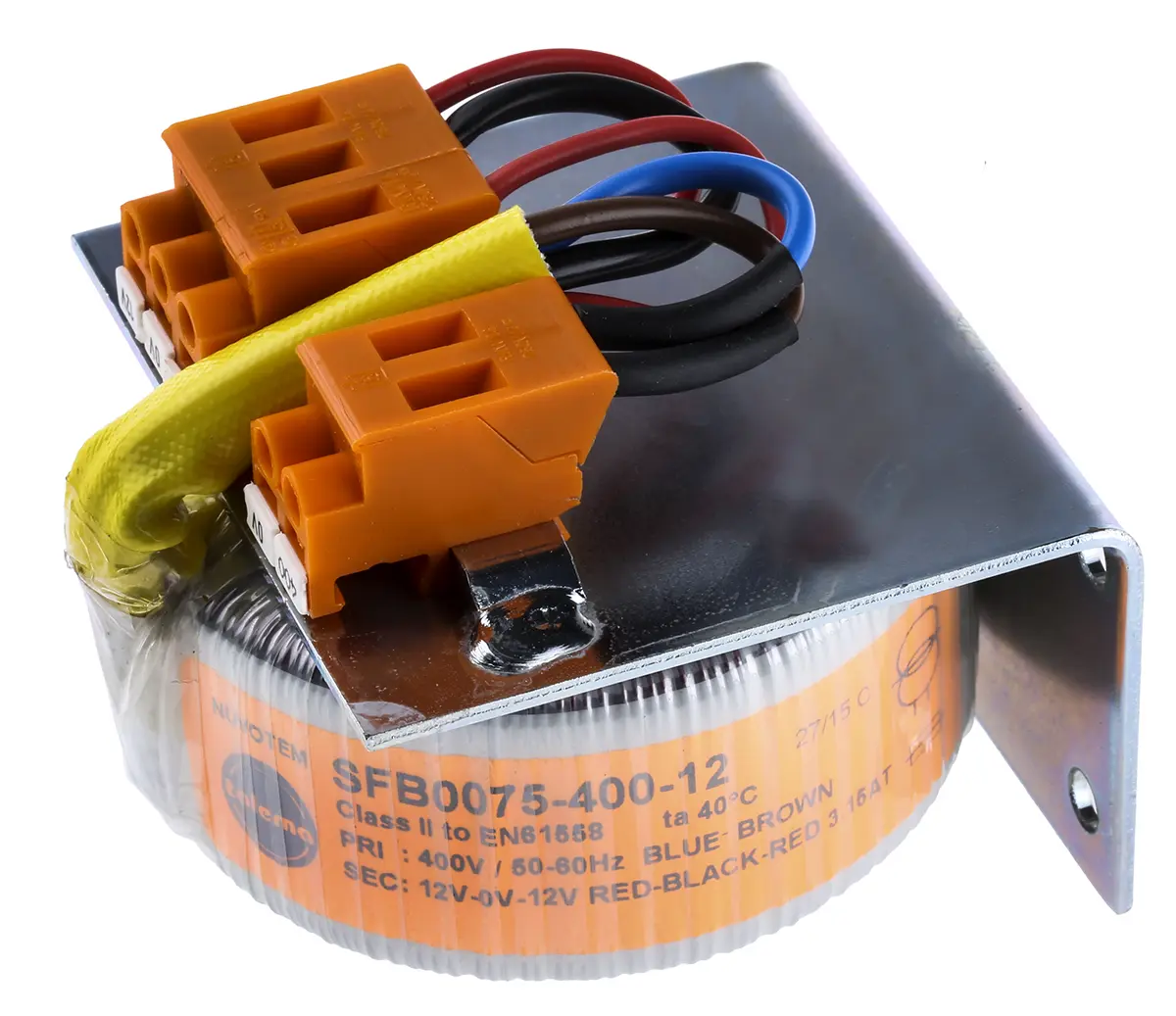 Produktfoto 1 von Nuvotem Talema Ringkerntransformator, Primär 400 V ac / Sekundär ±12 V ac 1 Ausg. 75 VA, 3.125A 950 g 60 Hz 50 Hz