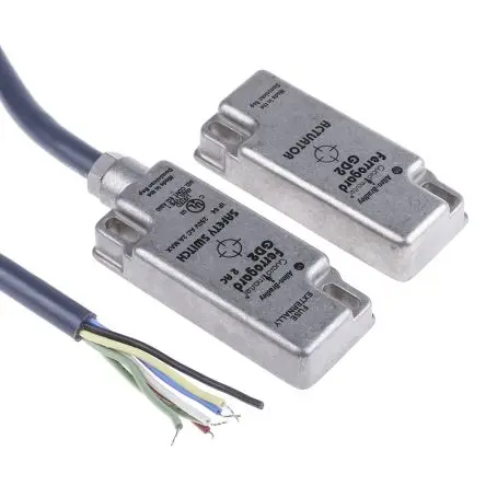 Produktfoto 1 von Guardmaster 440N Magnetisch 3 m Kabel Berührungsloser Sicherheitsschalter 24V dc aus Edelstahl, Öffner, Magnetisch
