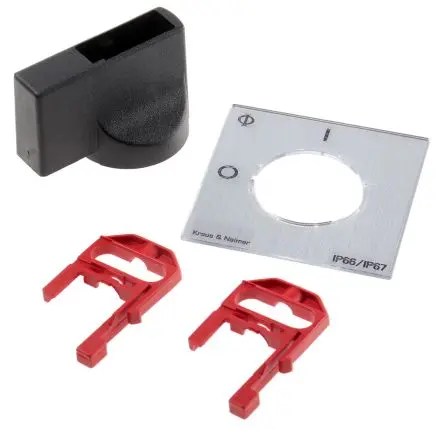 Produktfoto 1 von Kraus & Naimer Gelb, Rot V Drehgriff für KG-Serie 4-fach abschließbar, IP65