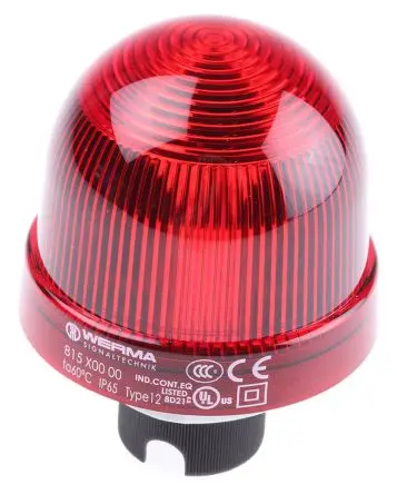 Produktfoto 1 von Werma EM 815 Glühlampe Dauer Signalleuchte 230V ac/dc Rot Panel, Ø 75 mm x 97 mm IP65