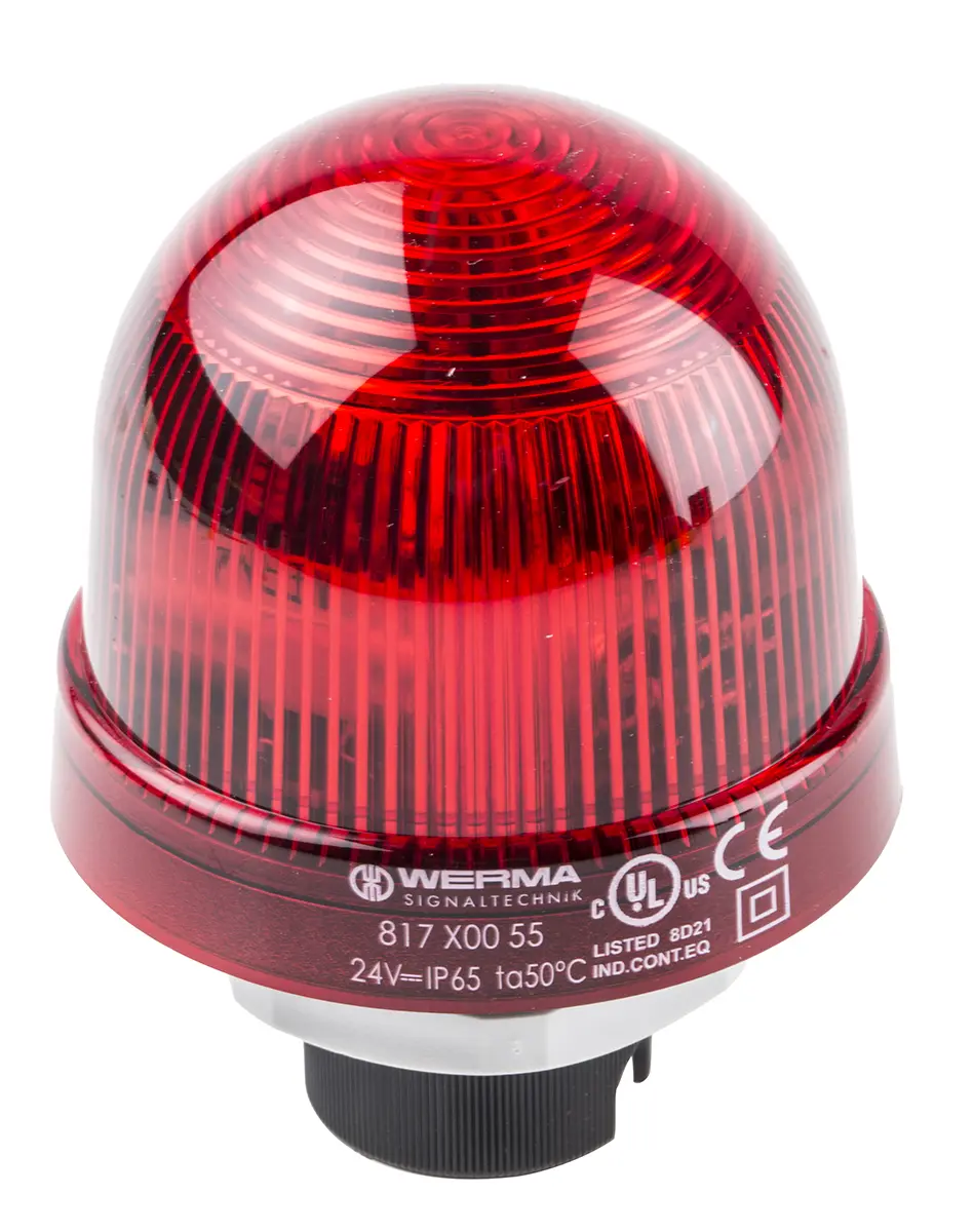 Produktfoto 1 von Werma EM 817 Xenon Blinkend Signalleuchte Rot, 24 V dc, Ø 75mm x 97mm