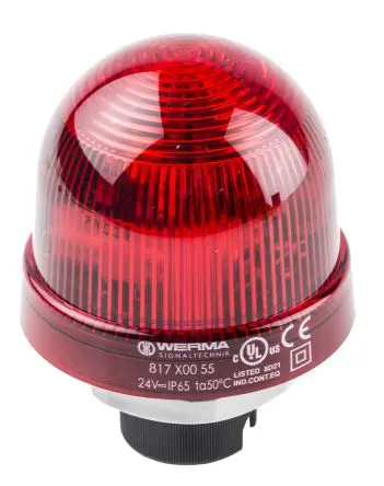 Produktfoto 1 von Werma EM 817 Xenon Filament/Warnsummer Signalleuchte 24V dc Rot Panel, Ø 75 mm x 97 mm IP65