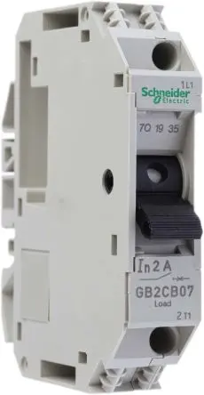 Produktfoto 1 von Schneider Electric TeSyS GB2 Thermischer Schutzschalter, 1-polig, TeSys DIN-Hutschiene, 2A, / 10 kA, Thermomagnetisch