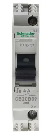 Produktfoto 1 von Schneider Electric TeSyS GB2 Thermischer Schutzschalter, 1-polig, TeSys DIN-Hutschiene, 4A, / 1.5 kA, Thermomagnetisch