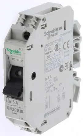Produktfoto 1 von Schneider Electric TeSyS GB2 Thermischer Schutzschalter, 1-polig, TeSys DIN-Hutschiene, 5A, / 1.5 kA, Thermomagnetisch