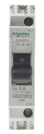 Produktfoto 1 von Schneider Electric TeSyS GB2 Thermischer Schutzschalter, 1-polig, TeSys DIN-Hutschiene, 6A, / 1.5 kA, Thermomagnetisch