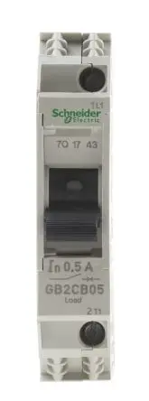 Produktfoto 1 von Schneider Electric TeSyS GB2 Thermischer Schutzschalter, 1-polig, TeSys DIN-Hutschiene, 500mA, / 1.5 kA,