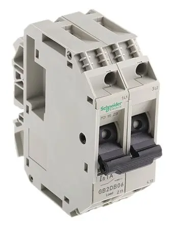 Produktfoto 1 von Schneider Electric TeSyS GB2 Thermischer Schutzschalter, 2-polig, TeSys DIN-Hutschiene, 1A, / 1.5 kA, Thermomagnetisch