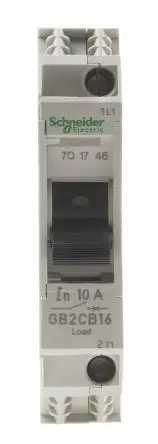 Produktfoto 1 von Schneider Electric TeSyS GB2 Thermischer Schutzschalter, 1-polig, TeSys DIN-Hutschiene, 10A, / 1.5 kA, Thermomagnetisch