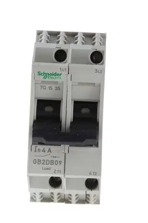 Produktfoto 1 von Schneider Electric TeSyS GB2 Thermischer Schutzschalter, 2-polig, TeSys DIN-Hutschiene, 4A, / 1.5 kA, Thermomagnetisch