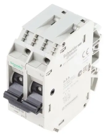 Produktfoto 1 von Schneider Electric TeSyS GB2 Thermischer Schutzschalter, 2-polig, TeSys DIN-Hutschiene, 5A, / 1.5 kA, Thermomagnetisch