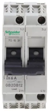 Produktfoto 1 von Schneider Electric TeSyS GB2 Thermischer Schutzschalter, 2-polig, TeSys DIN-Hutschiene, 6A, / 1.5 kA, Thermomagnetisch