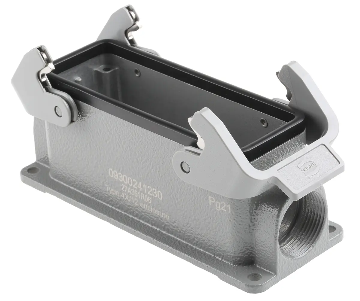 Produktfoto 1 von HARTING Han B Gehäuse für robusten Stromversorgungsstecker 2 Hebel 2, Oberfläche 24B Steckverbindergehäuse, IP65