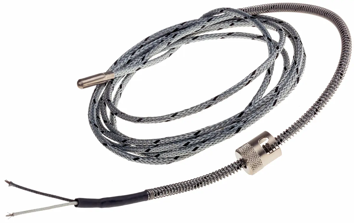 Produktfoto 1 von RS PRO Thermoelement Typ J / +600°C, Fühler L 20mm, Kabel L. 2.5m, Edelstahl 316, ø 6mm