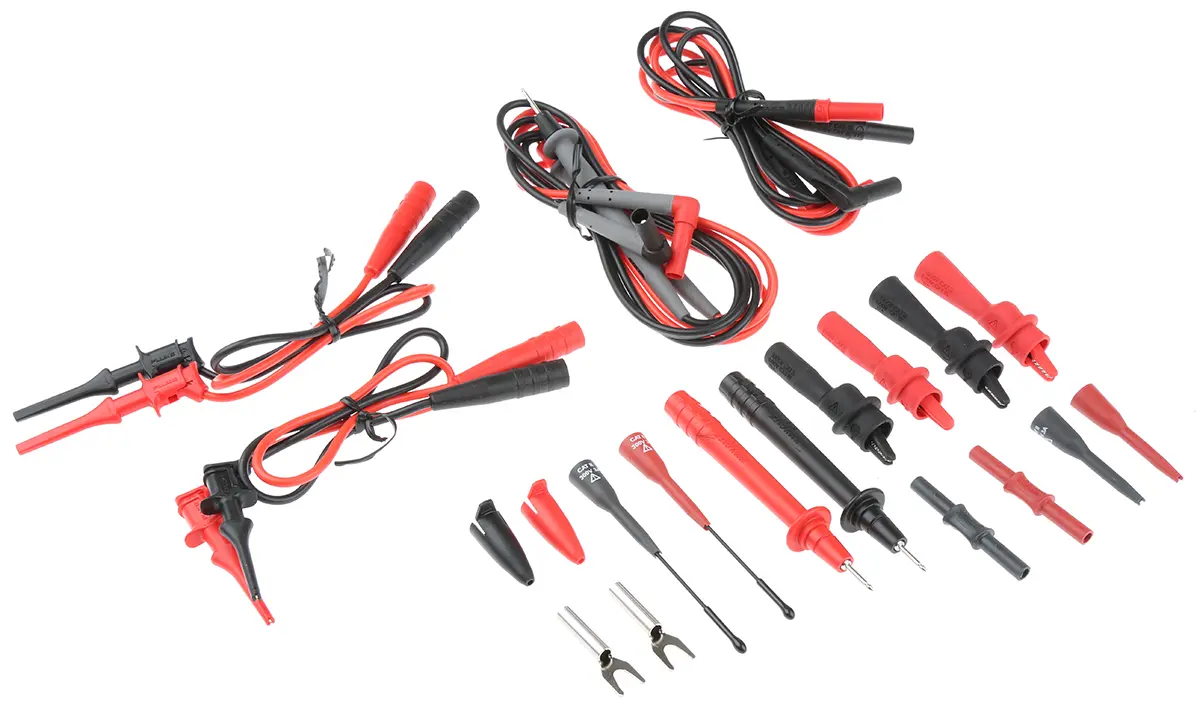Produktfoto 1 von Fluke Multimeter-Messleitungen mit Krokodilklemme, Hakenklemme, Elektro Messleitungen Set CAT