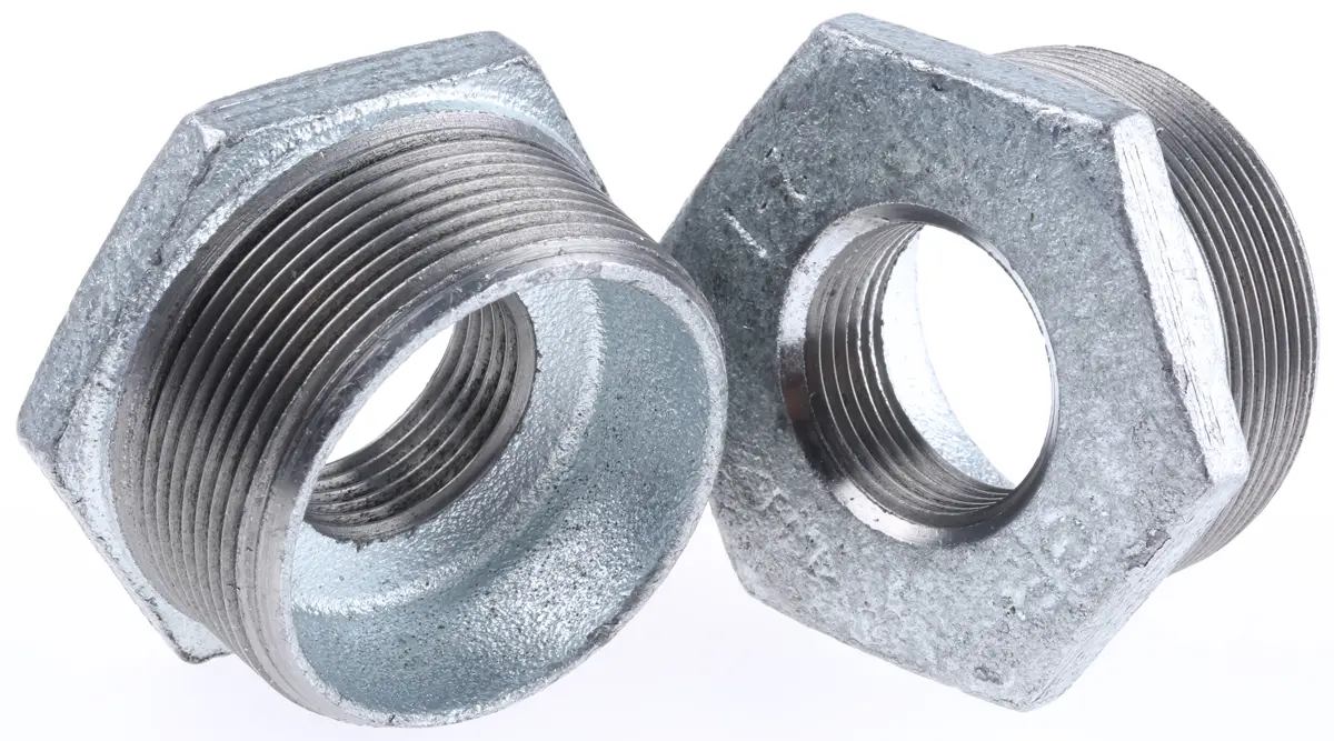 Produktfoto 1 von Georg Fischer Temperguss Reduziermuffe Temperguss Fitting Gerade Galvanisiert Stecker BSPT 50.8 mm Buchse BSPP 25.4 mm