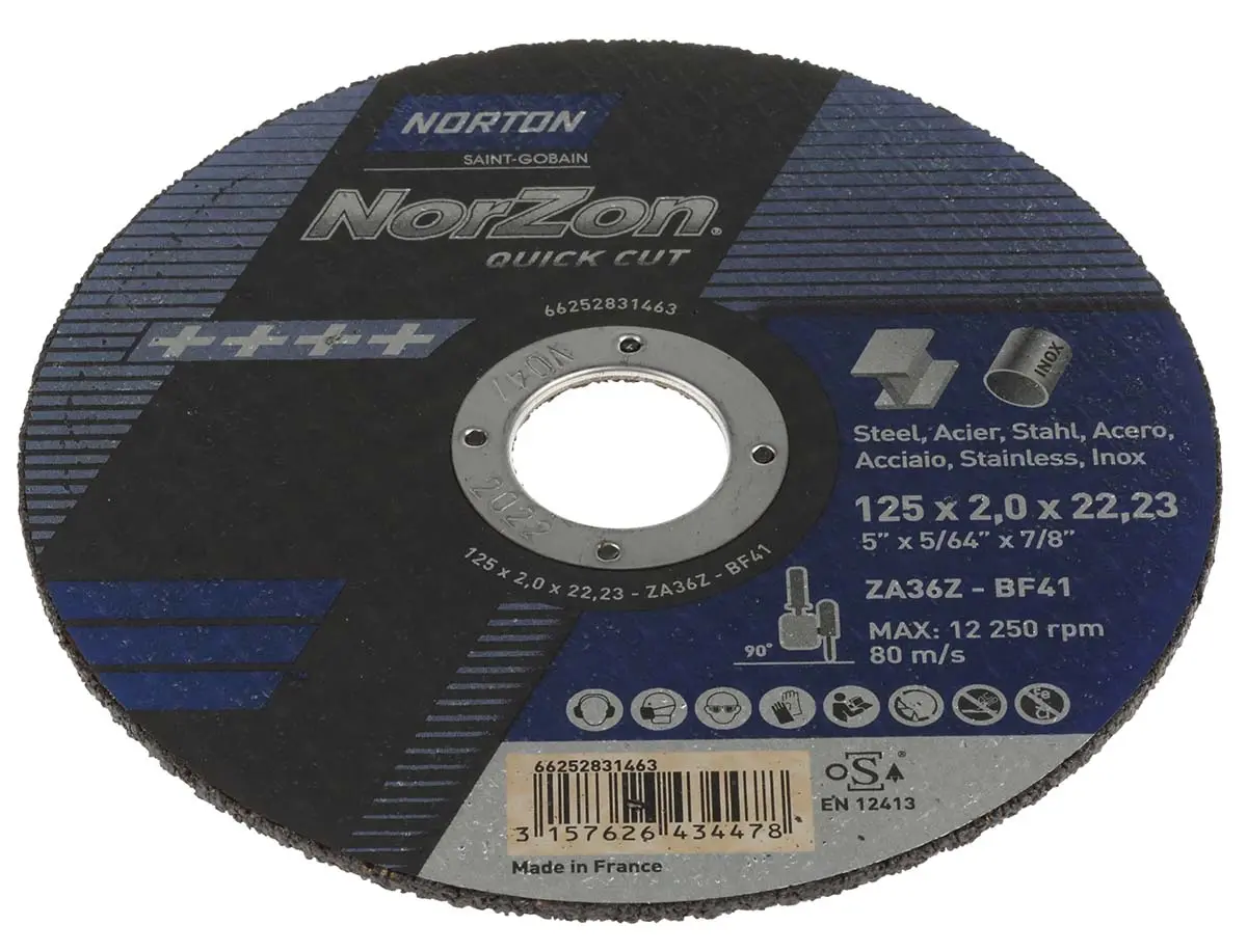Produktfoto 1 von Norton Keramik Schleifscheibe Trennscheibe Ø 125 mm Grob, Korngröße 5