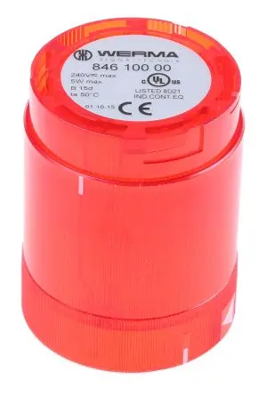 Produktfoto 1 von Werma 846 Blinken Signalleuchte Dauer-Licht 230V ac/dc Rot Wechselstrom/Gleichstrom IP54, 50 mm x 67 mm