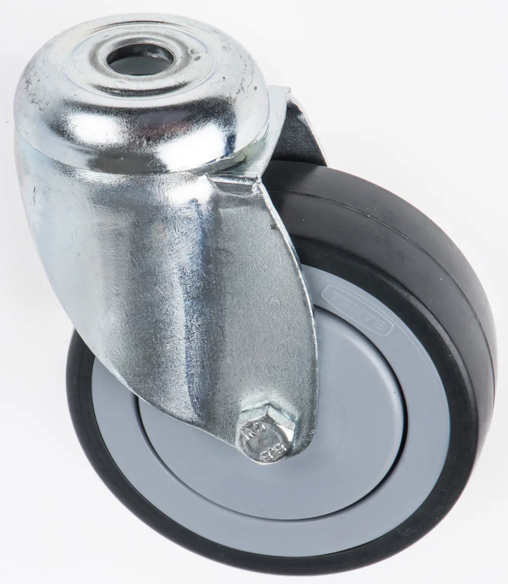 Produktfoto 1 von Tente Drehlager Lenkrolle, Rad ø 75mm, 60kg, Ges H. 103mm, Rad B. 25mm, Gewindebolzen, Gummi-Material