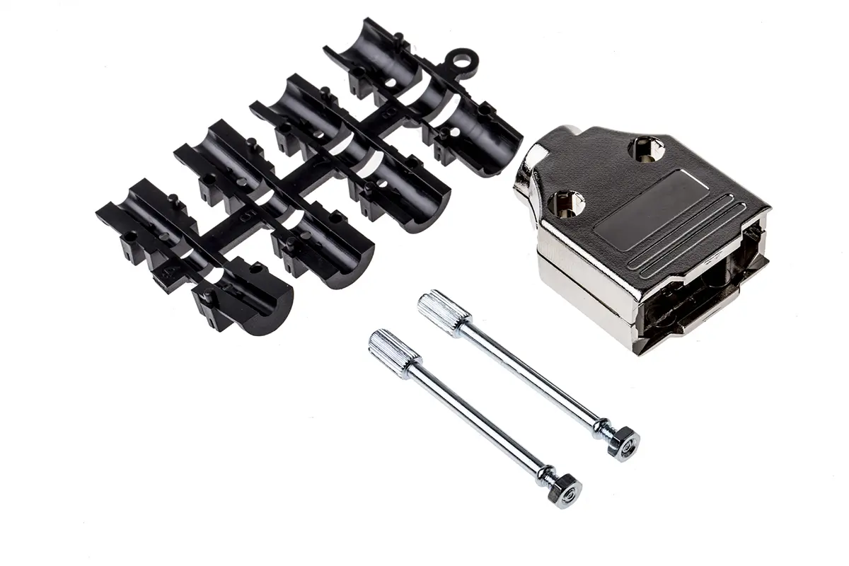 Produktfoto 1 von MH Connectors MHDTPK D-Sub-Gehäuse Gerade, 9-polig, D: D-Sub-Gehäuse Zugentlastung, Silber, Größe E, aus ABS