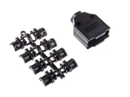 Produktfoto 1 von MH Connectors MHDTPPK D-Sub-Gehäuse Gerade, 9-polig, D: D-Sub-Gehäuse Zugentlastung, Schwarz, Größe E, aus ABS
