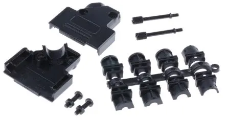 Produktfoto 1 von MH Connectors MHD45PPK D-Sub-Gehäuse Abgewinkelt, 15-polig, D: D-Sub-Gehäuse Zugentlastung, Schwarz, Größe A, aus ABS