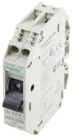 Produktfoto 1 von Schneider Electric GB2 Thermischer Schutzschalter, 1-polig, TeSys DIN-Hutschiene, 500mA, / 1.5 kA, Thermomagnetisch