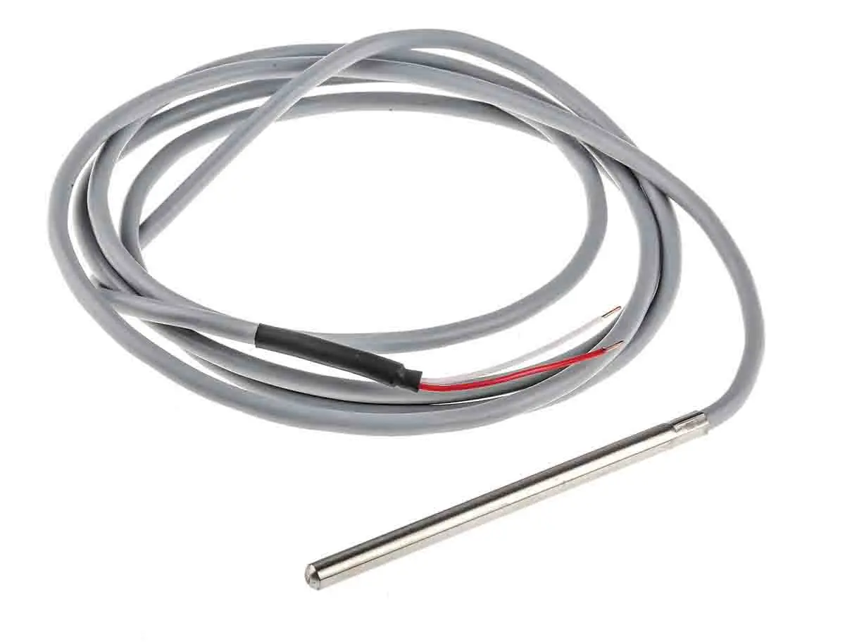 Produktfoto 1 von RS PRO Pt1000 Sensorelement Widerstandsthermometer Inox 304L Ø 7mm x 100mm, -20°C → +100°C, 2m Leitung