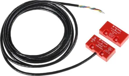 Produktfoto 1 von Guardmaster 440N Magnetisch 3 m Kabel Berührungsloser Sicherheitsschalter 300V dc aus Kunststoff, Öffner / 1, Magnetisch