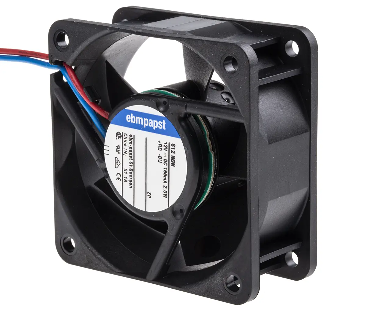 Produktfoto 1 von ebm-papst 600 N DC-Axiallüfter, Gleitlager, 12 V dc / 2W, 60 x 60 x 25mm, 5100U/min, 40m³/h