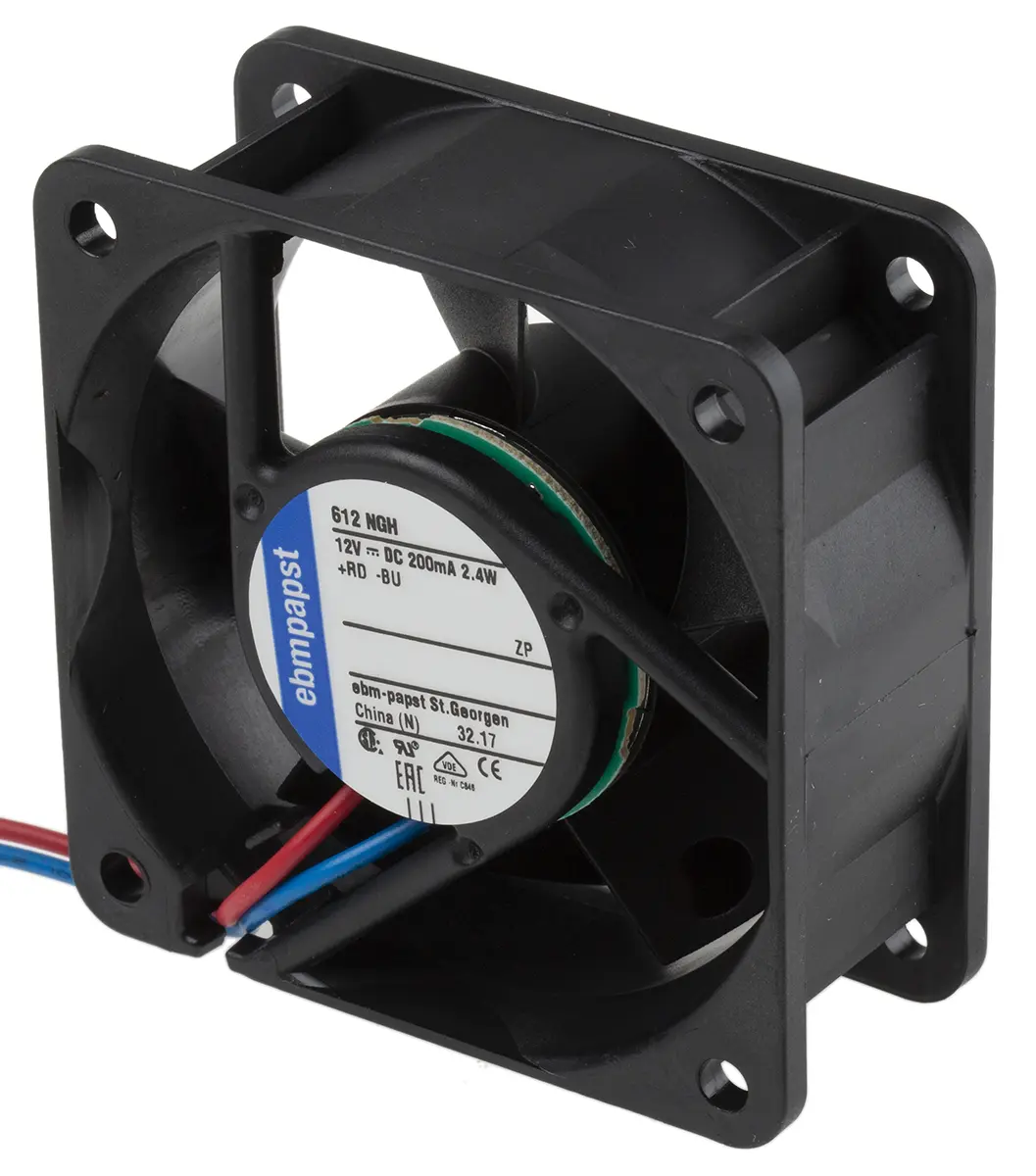 Produktfoto 1 von ebm-papst 600 N DC-Axiallüfter, Gleitlager, 12 V dc / 2.4W, 60 x 60 x 25mm, 5600U/min, 43m³/h