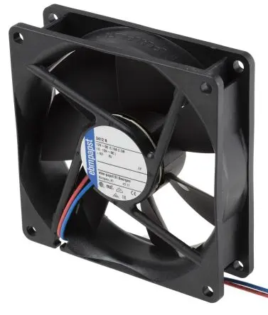 Produktfoto 1 von ebm-papst 3400 N Axiallüfter, Kugel, 12V dc / 2.2 W 180 mA, 2700 U/min, 84 m³/h IP68 92 mm 92mm 25.4 mm