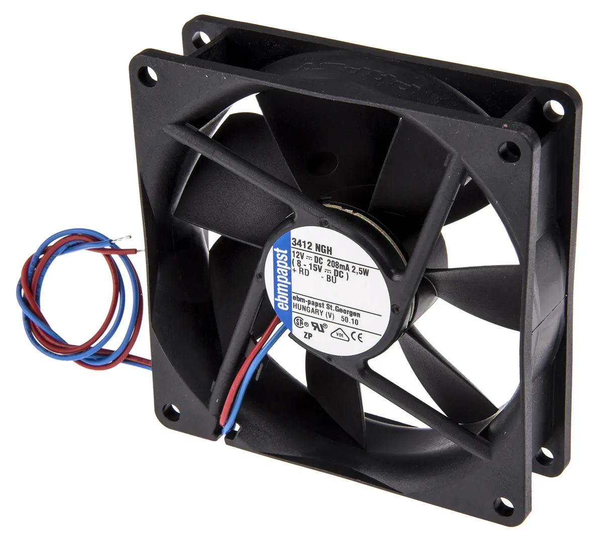 Produktfoto 1 von ebm-papst 3400 N DC-Axiallüfter, Gleitlager, 12 V dc / 2.5W, 92 x 92 x 25mm, 3000U/min, 94m³/h