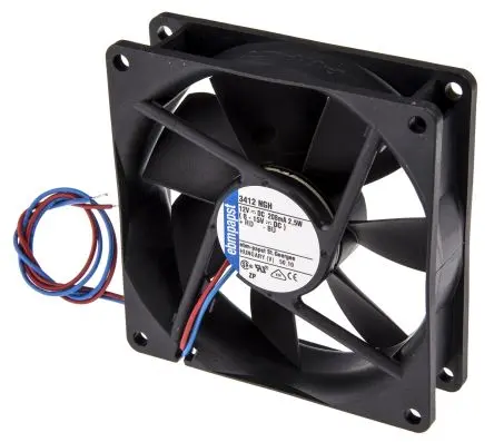 Produktfoto 1 von ebm-papst 3400 N Axiallüfter, Hülse, 12V dc / 2.5 W 208 mA, 3000 U/min, 94 m³/h IP68 92 mm 92mm 25.4 mm