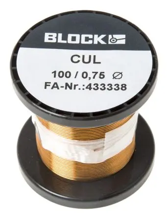 Produktfoto 1 von Block CUL100 Kupferdraht Emailliert Ø 0.75 mm Außen-ø / 0.4 mm², Spule 20 m
