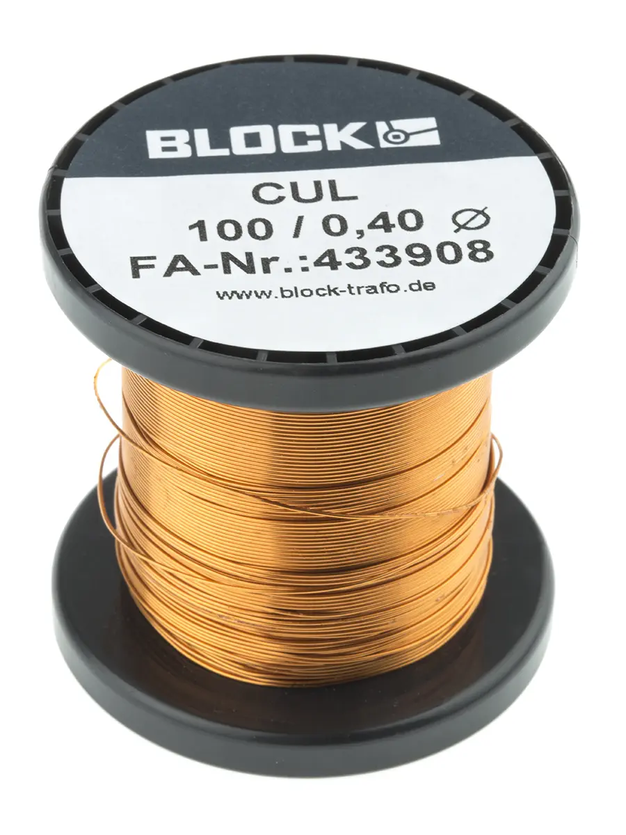 Produktfoto 1 von Block CUL100 Kupferdraht Emailliert Ø 0.4 mm Außen-ø  / 0.13 mm², Spule 69 m