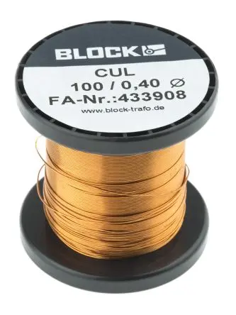 Produktfoto 1 von Block CUL100 Kupferdraht Emailliert Ø 0.4 mm Außen-ø / 0.13 mm², Spule 69 m