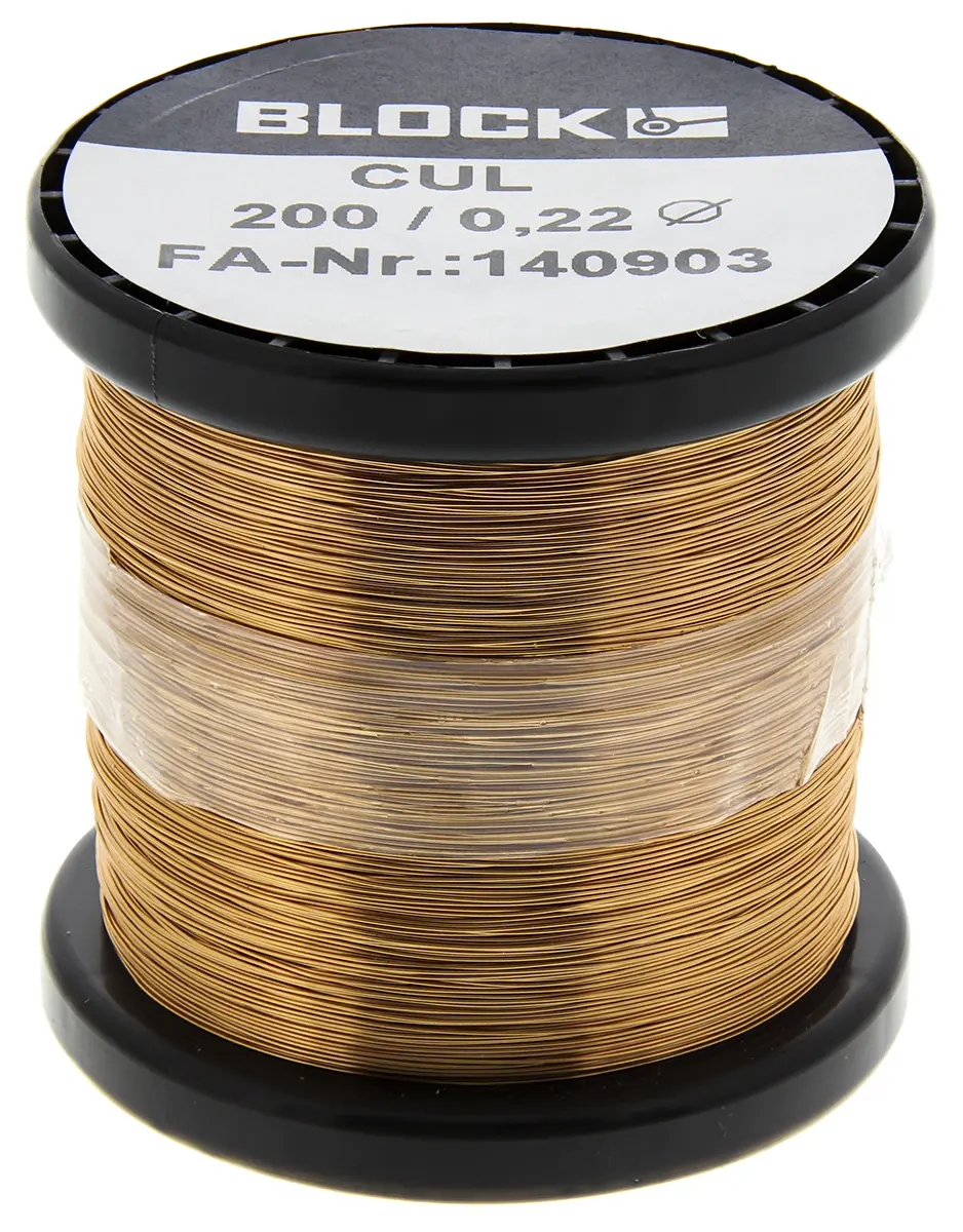 Produktfoto 1 von Block CUL200 Kupferdraht Emailliert Ø 0.22 mm Außen-ø  / 0.04 mm², Spule 429 m