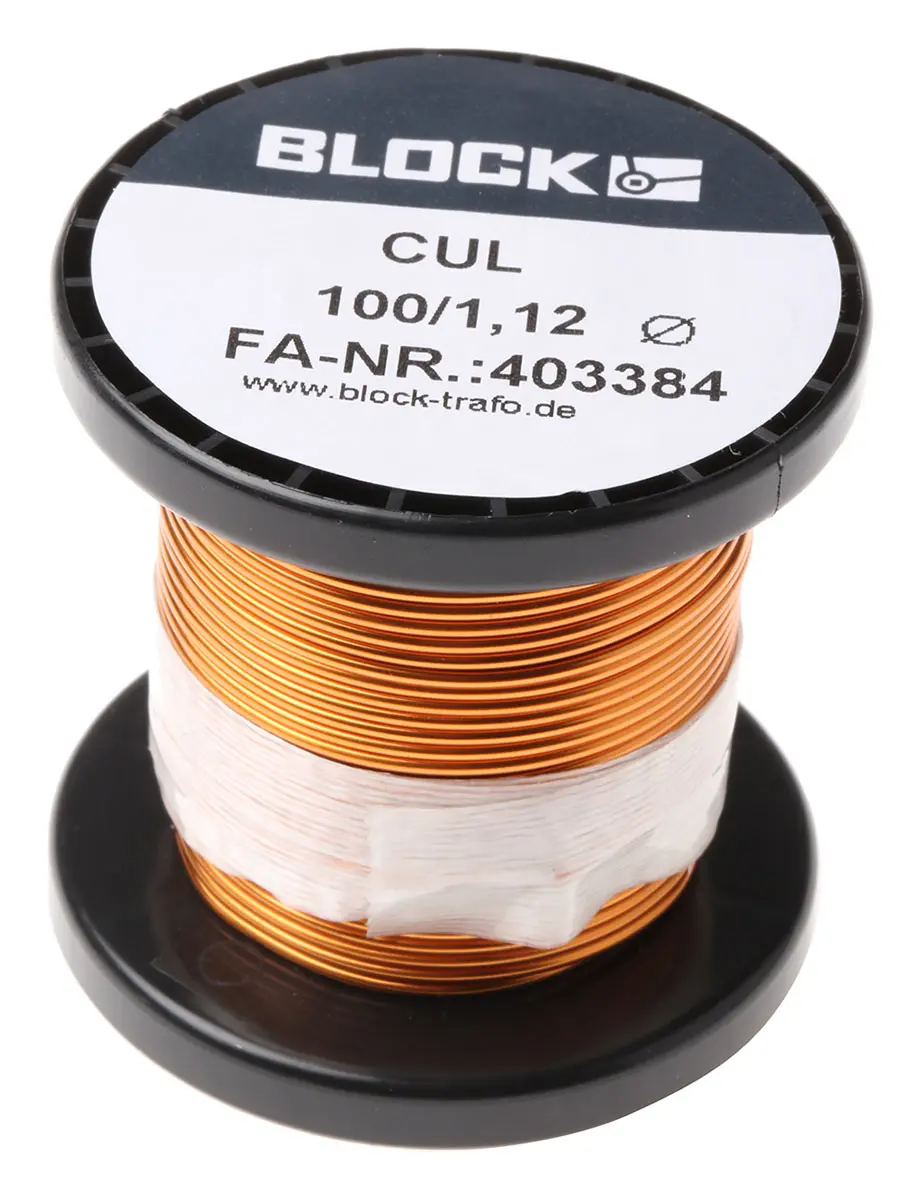 Produktfoto 1 von Block CUL100 Kupferdraht Emailliert Ø 1.12 mm Außen-ø  / 1.1 mm², Spule 9 m